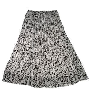 Joie Skirt White Black Pleated Maxi Skirt Belt Flowy Chiffon Lined Womens Large